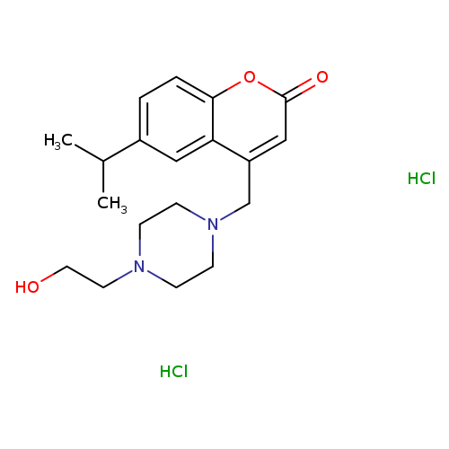 4-{[4-(2-hydroxyethyl)piperazin-1-yl]methyl}-6-(propan-2-yl)-2H-chromen-2-one dihydrochloride