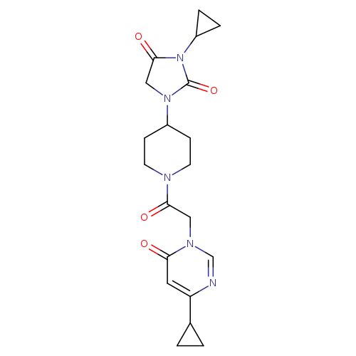 3-cyclopropyl-1-{1-[2-(4-cyclopropyl-6-oxo-1,6-dihydropyrimidin-1-yl)acetyl]piperidin-4-yl}imidazolidine-2,4-dione