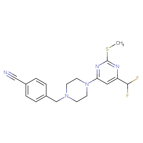 4-({4-[6-(difluoromethyl)-2-(methylsulfanyl)pyrimidin-4-yl]piperazin-1-yl}methyl)benzonitrile