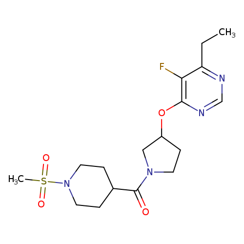 4-ethyl-5-fluoro-6-{[1-(1-methanesulfonylpiperidine-4-carbonyl)pyrrolidin-3-yl]oxy}pyrimidine