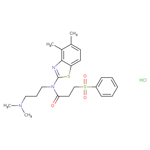3-(benzenesulfonyl)-N-(4,5-dimethyl-1,3-benzothiazol-2-yl)-N-[3-(dimethylamino)propyl]propanamide hydrochloride