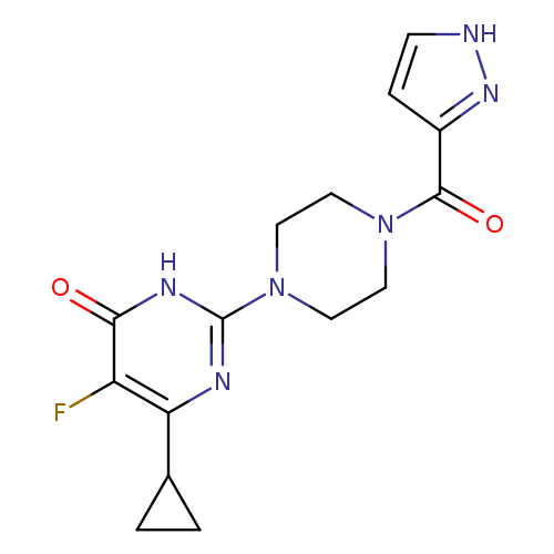 6-cyclopropyl-5-fluoro-2-[4-(1H-pyrazole-3-carbonyl)piperazin-1-yl]-3,4-dihydropyrimidin-4-one