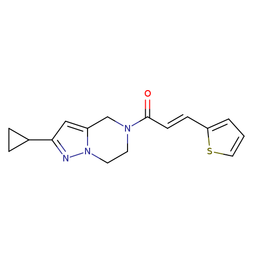 (2E)-1-{2-cyclopropyl-4H,5H,6H,7H-pyrazolo[1,5-a]pyrazin-5-yl}-3-(thiophen-2-yl)prop-2-en-1-one