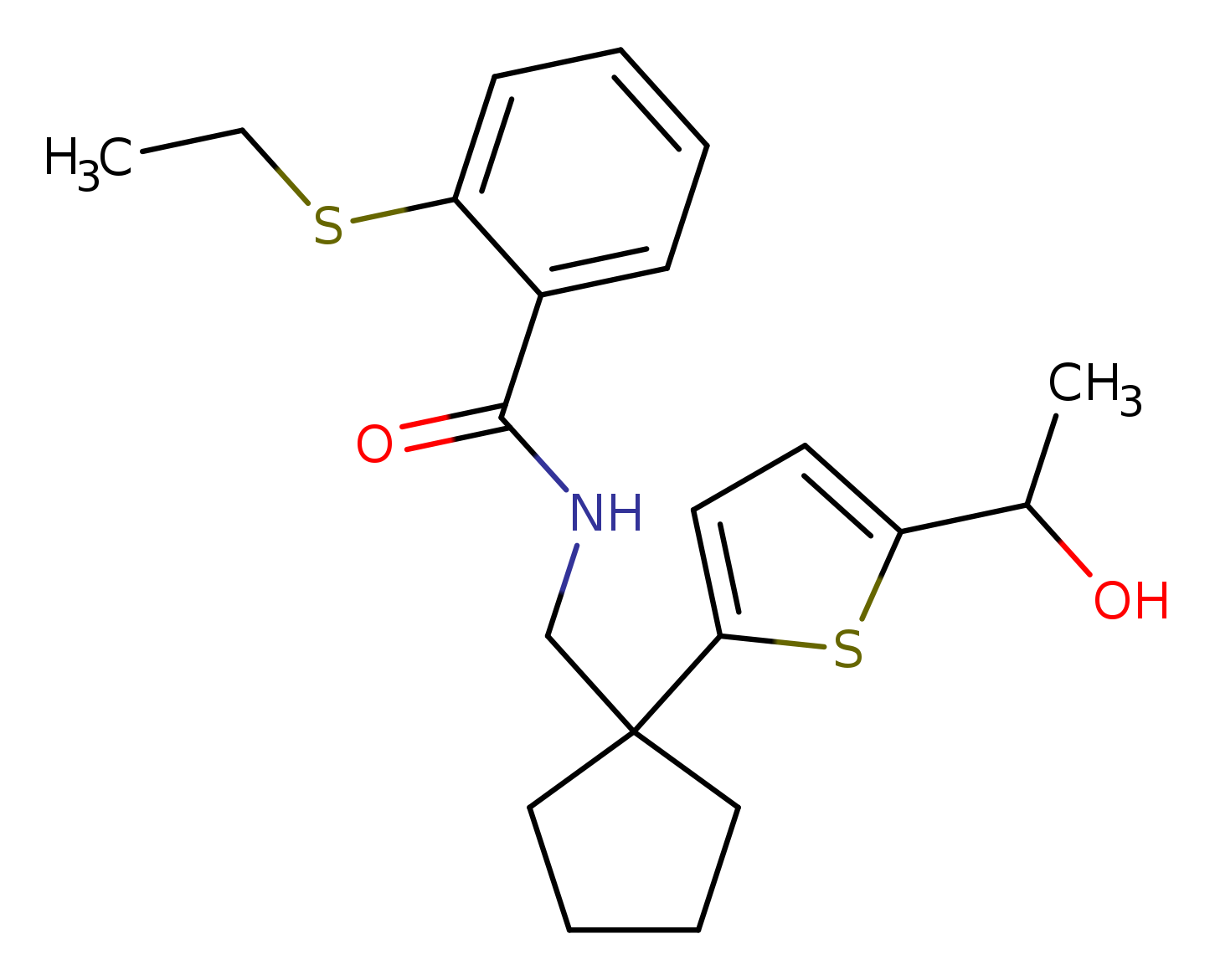 2-(ethylsulfanyl)-N-({1-[5-(1-hydroxyethyl)thiophen-2-yl]cyclopentyl}methyl)benzamide