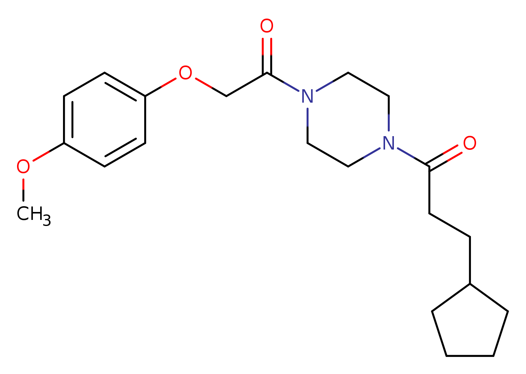 1-(3-cyclopentylpropanoyl)-4-[(4-methoxyphenoxy)acetyl]piperazine