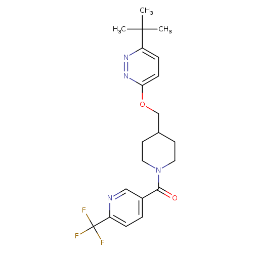 3-tert-butyl-6-({1-[6-(trifluoromethyl)pyridine-3-carbonyl]piperidin-4-yl}methoxy)pyridazine