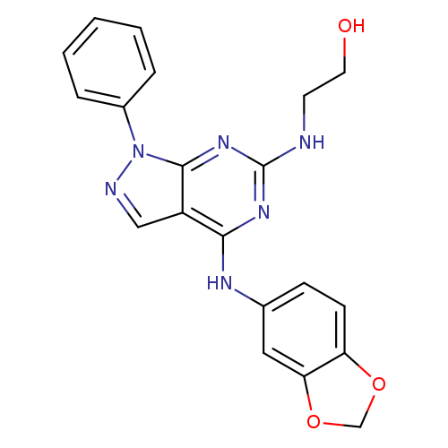 2-({4-[(2H-1,3-benzodioxol-5-yl)amino]-1-phenyl-1H-pyrazolo[3,4-d]pyrimidin-6-yl}amino)ethan-1-ol
