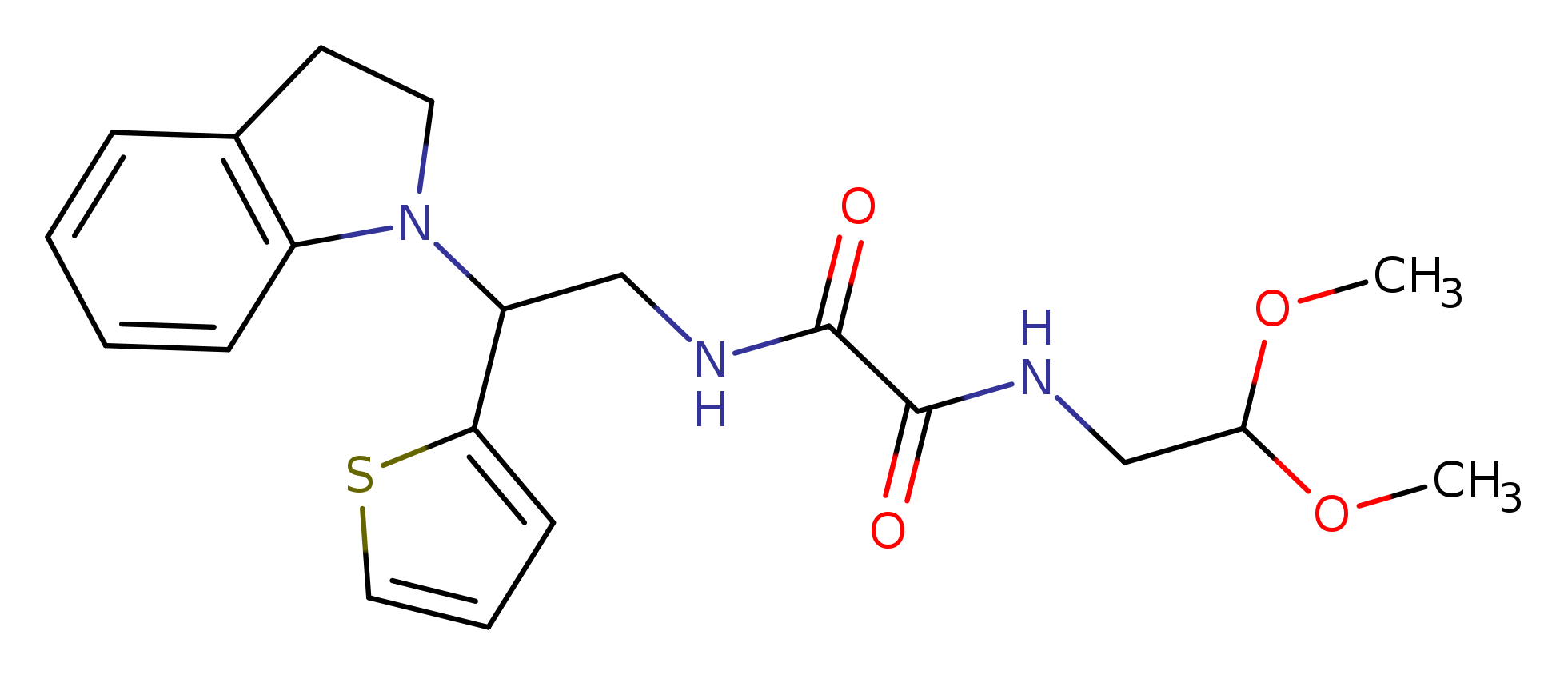 N'-[2-(2,3-dihydro-1H-indol-1-yl)-2-(thiophen-2-yl)ethyl]-N-(2,2-dimethoxyethyl)ethanediamide