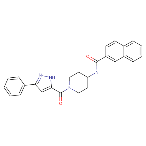 N-[1-(3-phenyl-1H-pyrazole-5-carbonyl)piperidin-4-yl]naphthalene-2-carboxamide