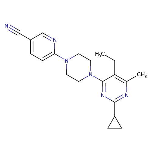6-[4-(2-cyclopropyl-5-ethyl-6-methylpyrimidin-4-yl)piperazin-1-yl]pyridine-3-carbonitrile
