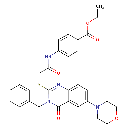 ethyl 4-(2-{[3-benzyl-6-(morpholin-4-yl)-4-oxo-3,4-dihydroquinazolin-2-yl]sulfanyl}acetamido)benzoate
