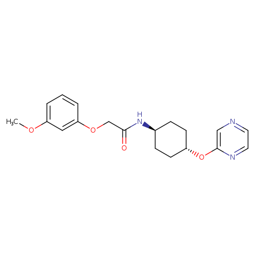 2-(3-methoxyphenoxy)-N-[(1r,4r)-4-(pyrazin-2-yloxy)cyclohexyl]acetamide