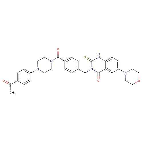 3-({4-[4-(4-acetylphenyl)piperazine-1-carbonyl]phenyl}methyl)-6-(morpholin-4-yl)-2-sulfanylidene-1,2,3,4-tetrahydroquinazolin-4-one
