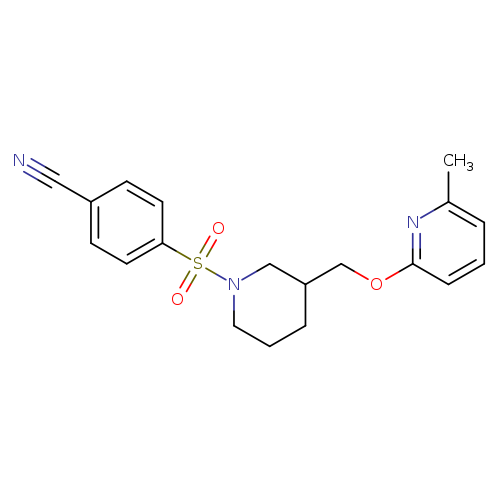 4-[(3-{[(6-methylpyridin-2-yl)oxy]methyl}piperidin-1-yl)sulfonyl]benzonitrile