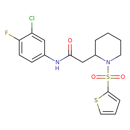 N-(3-chloro-4-fluorophenyl)-2-[1-(thiophene-2-sulfonyl)piperidin-2-yl]acetamide