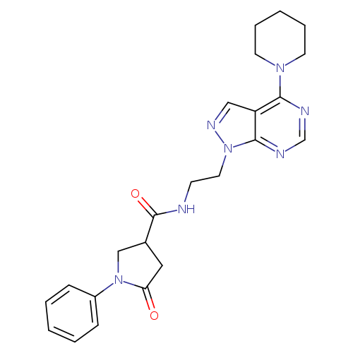 5-oxo-1-phenyl-N-{2-[4-(piperidin-1-yl)-1H-pyrazolo[3,4-d]pyrimidin-1-yl]ethyl}pyrrolidine-3-carboxamide