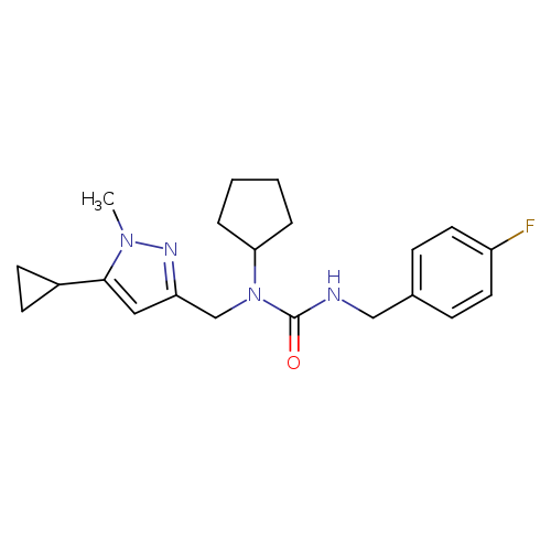 3-cyclopentyl-3-[(5-cyclopropyl-1-methyl-1H-pyrazol-3-yl)methyl]-1-[(4-fluorophenyl)methyl]urea