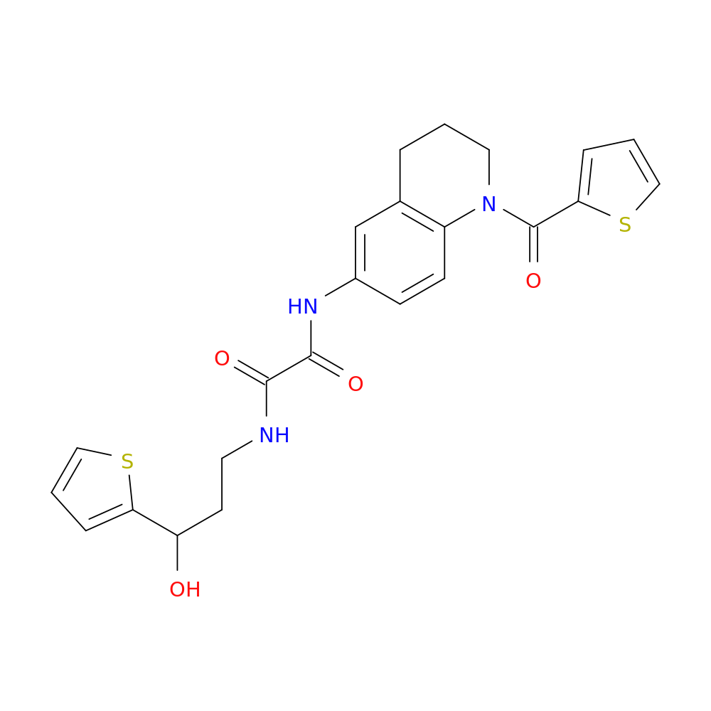 N-[3-hydroxy-3-(thiophen-2-yl)propyl]-N'-[1-(thiophene-2-carbonyl)-1,2,3,4-tetrahydroquinolin-6-yl]ethanediamide