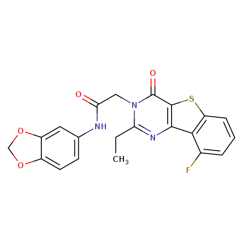 N-(2H-1,3-benzodioxol-5-yl)-2-{4-ethyl-13-fluoro-6-oxo-8-thia-3,5-diazatricyclo[7.4.0.0^{2,7}]trideca-1(13),2(7),3,9,11-pentaen-5-yl}acetamide