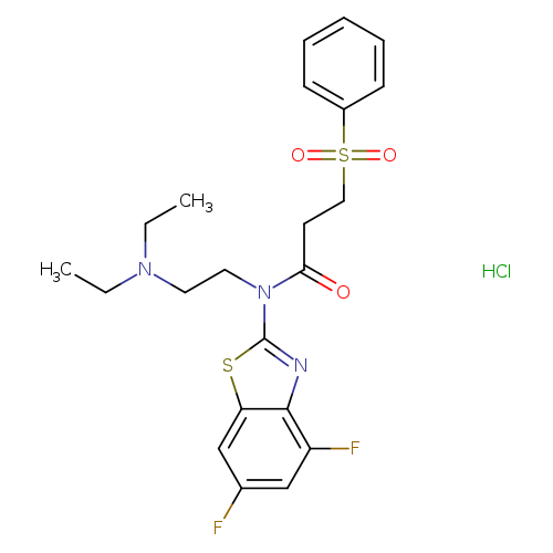 3-(benzenesulfonyl)-N-[2-(diethylamino)ethyl]-N-(4,6-difluoro-1,3-benzothiazol-2-yl)propanamide hydrochloride