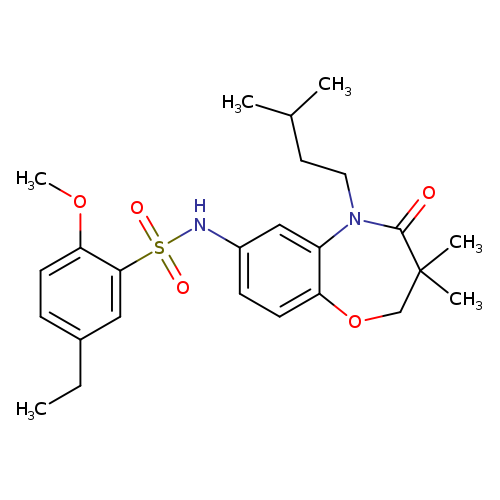 N-[3,3-dimethyl-5-(3-methylbutyl)-4-oxo-2,3,4,5-tetrahydro-1,5-benzoxazepin-7-yl]-5-ethyl-2-methoxybenzene-1-sulfonamide