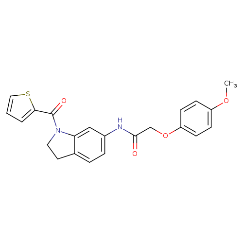2-(4-methoxyphenoxy)-N-[1-(thiophene-2-carbonyl)-2,3-dihydro-1H-indol-6-yl]acetamide