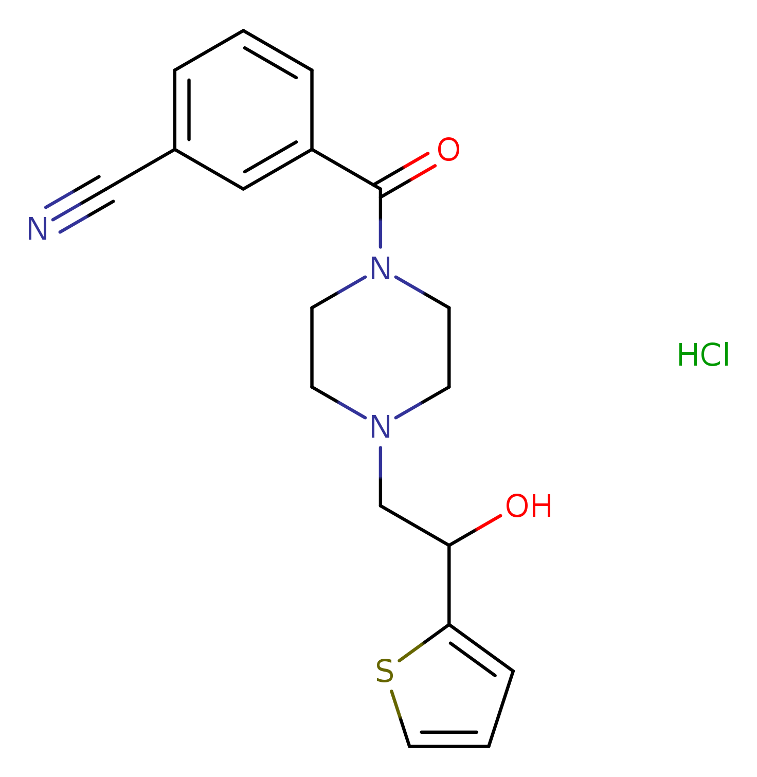 3-{4-[2-hydroxy-2-(thiophen-2-yl)ethyl]piperazine-1-carbonyl}benzonitrile hydrochloride