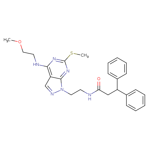 N-(2-{4-[(2-methoxyethyl)amino]-6-(methylsulfanyl)-1H-pyrazolo[3,4-d]pyrimidin-1-yl}ethyl)-3,3-diphenylpropanamide