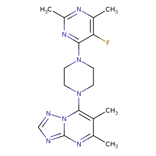 4-(4-{5,6-dimethyl-[1,2,4]triazolo[1,5-a]pyrimidin-7-yl}piperazin-1-yl)-5-fluoro-2,6-dimethylpyrimidine