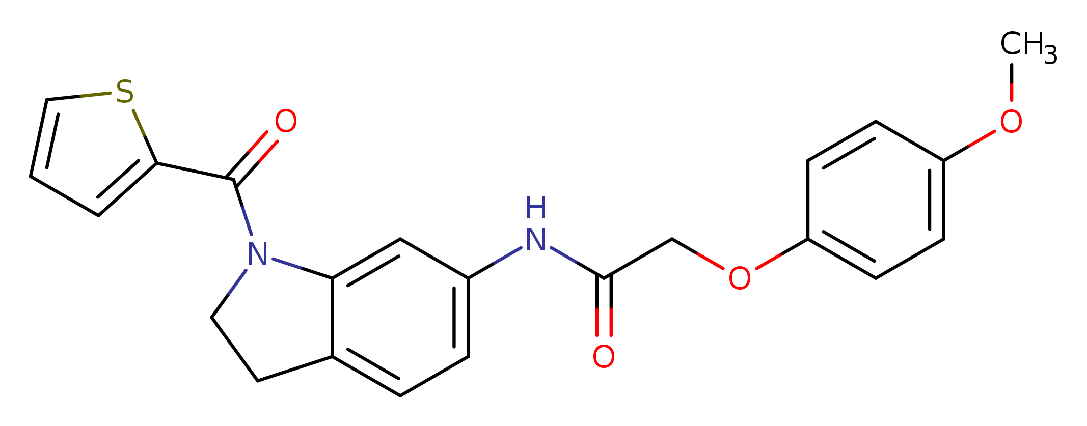 2-(4-methoxyphenoxy)-N-[1-(thiophene-2-carbonyl)-2,3-dihydro-1H-indol-6-yl]acetamide