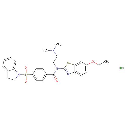 4-(2,3-dihydro-1H-indole-1-sulfonyl)-N-[2-(dimethylamino)ethyl]-N-(6-ethoxy-1,3-benzothiazol-2-yl)benzamide hydrochloride