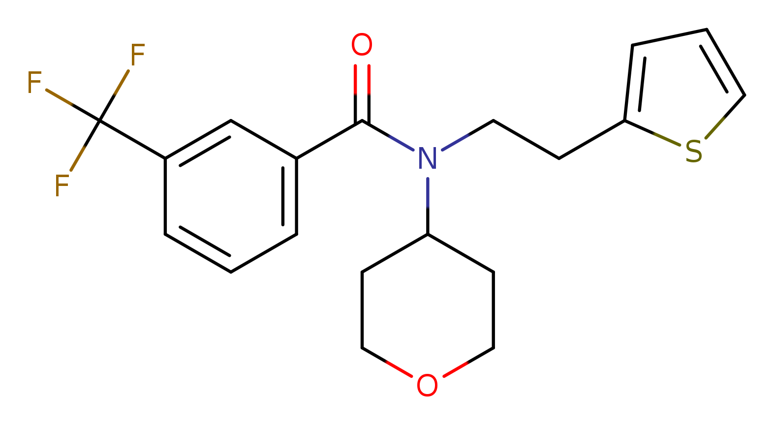 N-(oxan-4-yl)-N-[2-(thiophen-2-yl)ethyl]-3-(trifluoromethyl)benzamide