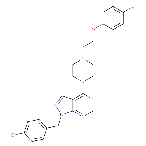 1-[2-(4-chlorophenoxy)ethyl]-4-{1-[(4-chlorophenyl)methyl]-1H-pyrazolo[3,4-d]pyrimidin-4-yl}piperazine