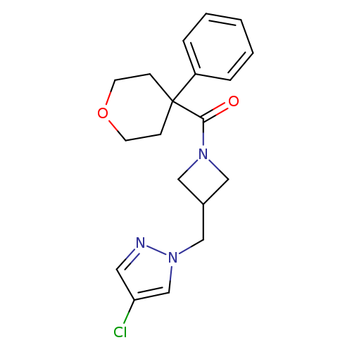 4-chloro-1-{[1-(4-phenyloxane-4-carbonyl)azetidin-3-yl]methyl}-1H-pyrazole