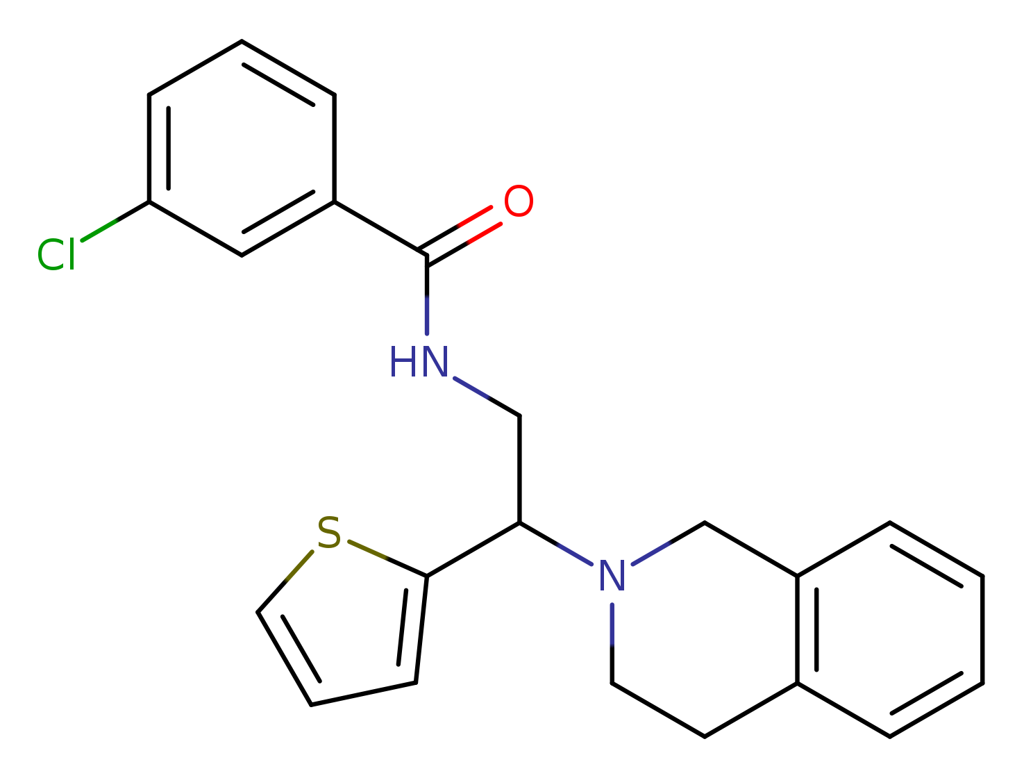 3-chloro-N-[2-(1,2,3,4-tetrahydroisoquinolin-2-yl)-2-(thiophen-2-yl)ethyl]benzamide