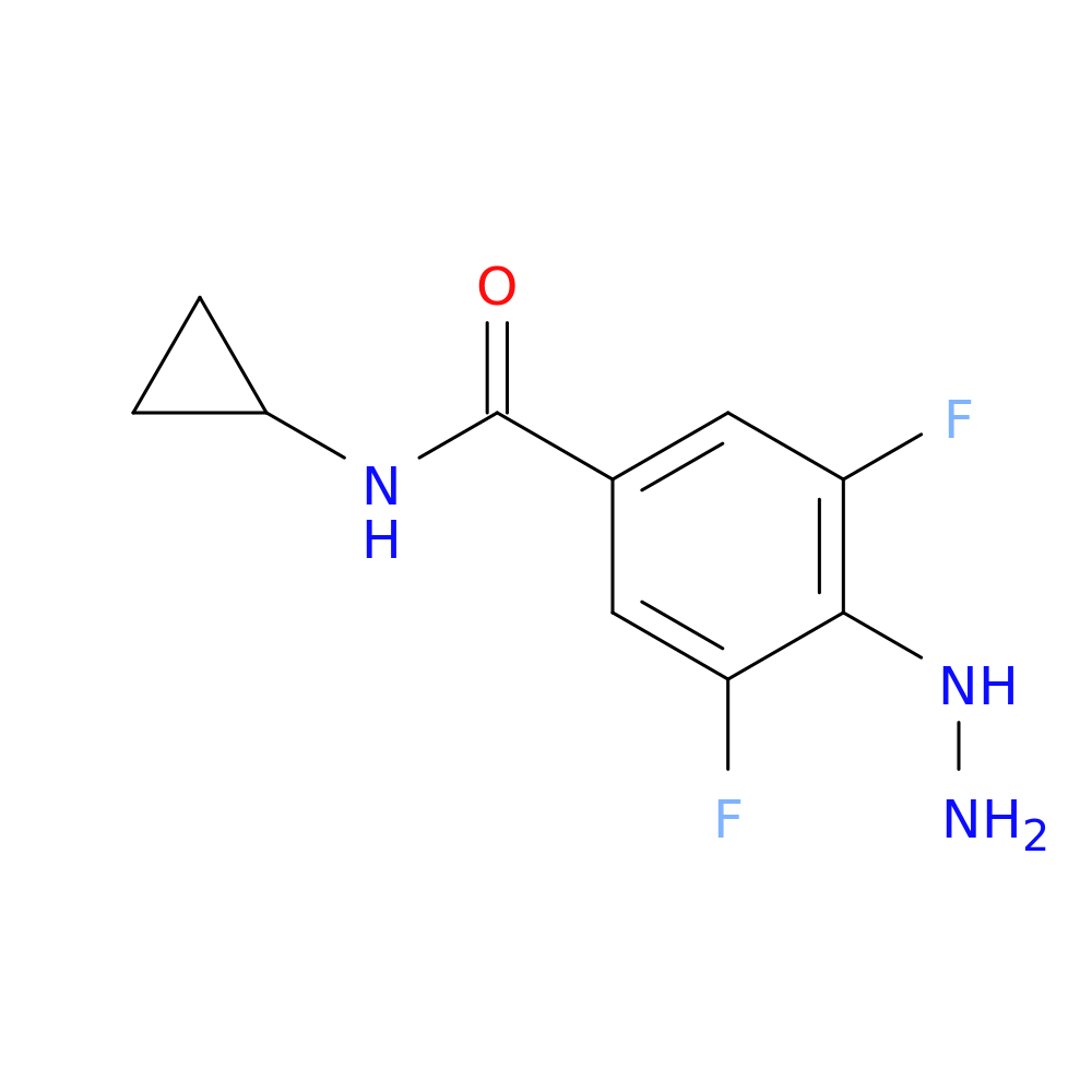 N-cyclopropyl-3,5-difluoro-4-hydrazinylbenzamide