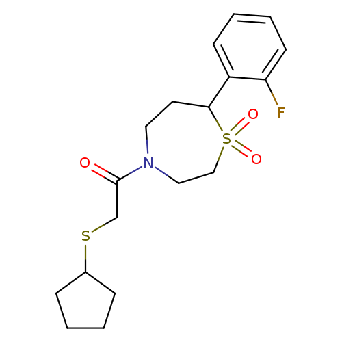 4-[2-(cyclopentylsulfanyl)acetyl]-7-(2-fluorophenyl)-1lambda6,4-thiazepane-1,1-dione