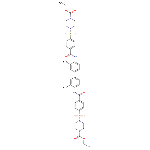 ethyl 4-(4-{[4'-(4-{[4-(ethoxycarbonyl)piperazin-1-yl]sulfonyl}benzamido)-3,3'-dimethyl-[1,1'-biphenyl]-4-yl]carbamoyl}benzenesulfonyl)piperazine-1-carboxylate