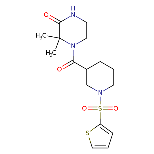 3,3-dimethyl-4-[1-(thiophene-2-sulfonyl)piperidine-3-carbonyl]piperazin-2-one