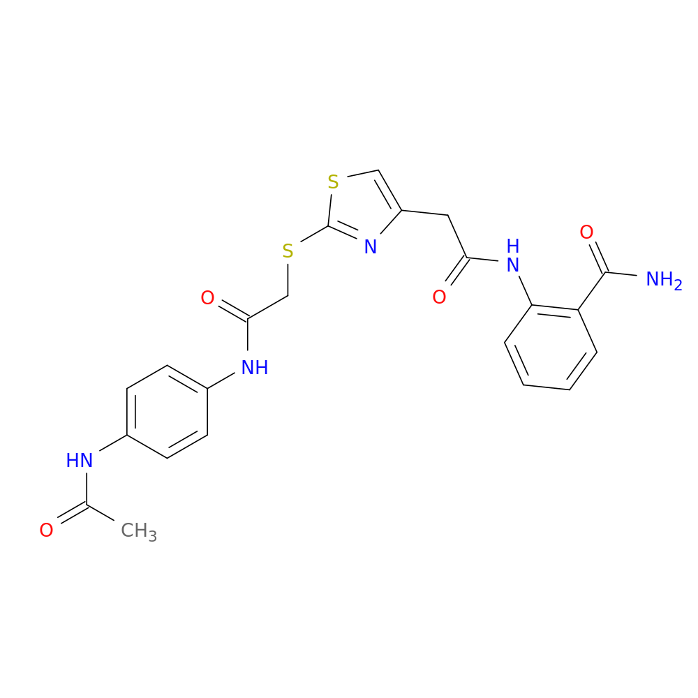 2-{2-[2-({[(4-acetamidophenyl)carbamoyl]methyl}sulfanyl)-1,3-thiazol-4-yl]acetamido}benzamide