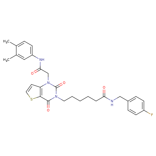 6-(1-{[(3,4-dimethylphenyl)carbamoyl]methyl}-2,4-dioxo-1H,2H,3H,4H-thieno[3,2-d]pyrimidin-3-yl)-N-[(4-fluorophenyl)methyl]hexanamide
