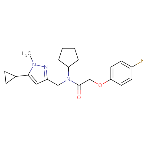 N-cyclopentyl-N-[(5-cyclopropyl-1-methyl-1H-pyrazol-3-yl)methyl]-2-(4-fluorophenoxy)acetamide