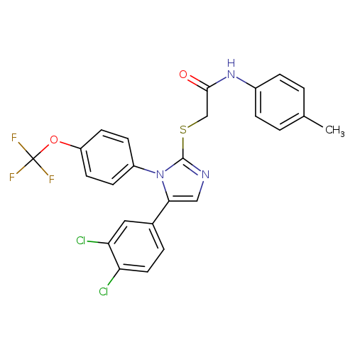 2-{[5-(3,4-dichlorophenyl)-1-[4-(trifluoromethoxy)phenyl]-1H-imidazol-2-yl]sulfanyl}-N-(4-methylphenyl)acetamide