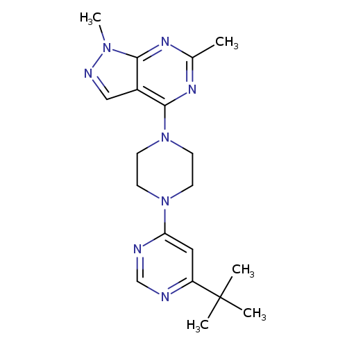 4-tert-butyl-6-(4-{1,6-dimethyl-1H-pyrazolo[3,4-d]pyrimidin-4-yl}piperazin-1-yl)pyrimidine