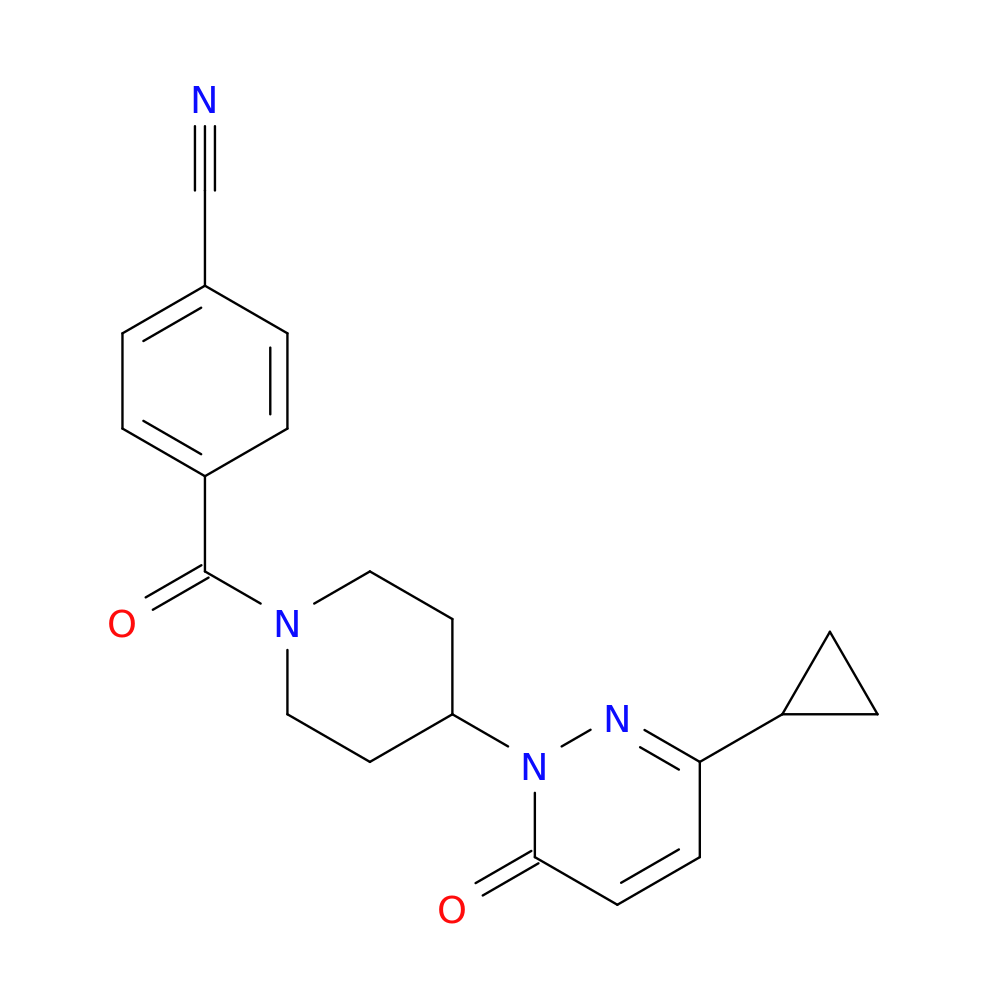 4-[4-(3-cyclopropyl-6-oxo-1,6-dihydropyridazin-1-yl)piperidine-1-carbonyl]benzonitrile