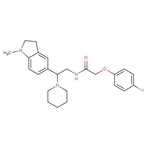 2-(4-fluorophenoxy)-N-[2-(1-methyl-2,3-dihydro-1H-indol-5-yl)-2-(piperidin-1-yl)ethyl]acetamide