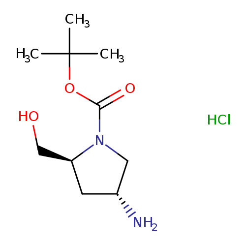 1-Pyrrolidinecarboxylic acid, 4-amino-2-(hydroxymethyl)-, 1,1-dimethylethyl ester, hydrochloride (1:1), (2S,4R)-
