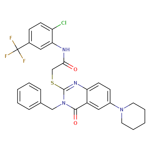 2-{[3-benzyl-4-oxo-6-(piperidin-1-yl)-3,4-dihydroquinazolin-2-yl]sulfanyl}-N-[2-chloro-5-(trifluoromethyl)phenyl]acetamide