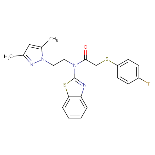 N-(1,3-benzothiazol-2-yl)-N-[2-(3,5-dimethyl-1H-pyrazol-1-yl)ethyl]-2-[(4-fluorophenyl)sulfanyl]acetamide