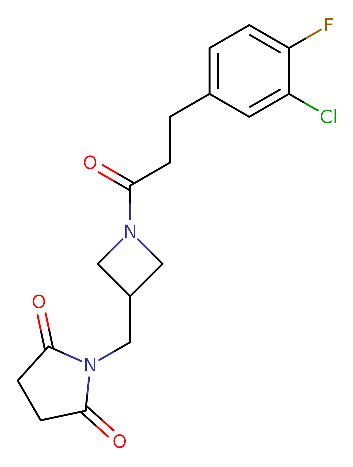 1-({1-[3-(3-chloro-4-fluorophenyl)propanoyl]azetidin-3-yl}methyl)pyrrolidine-2,5-dione
